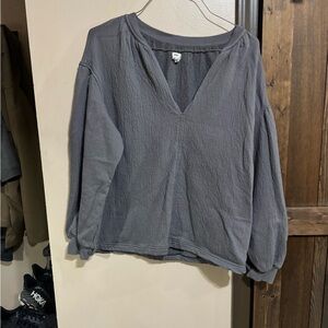 Aerie Charcoal V-Neck Sweatshirt